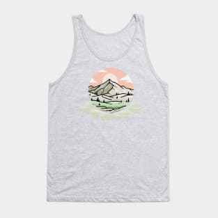 Modern Icon in Flat Design Concept Landscape Mountain Tank Top